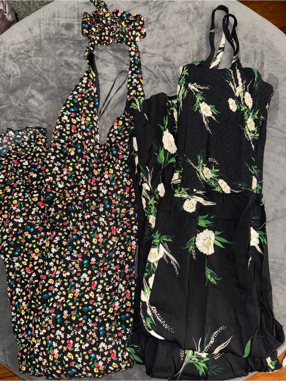 Black Floral Halter & Black Floral Smocked Jumpers Bundle